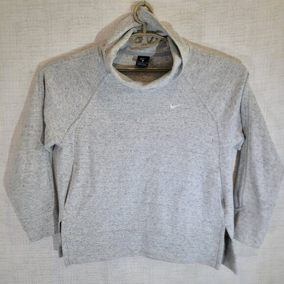 Nike Pullover Sweater Pullover Womens Medium Funnel Neck Gray Pockets Sweatshirt - Picture 1 of 11